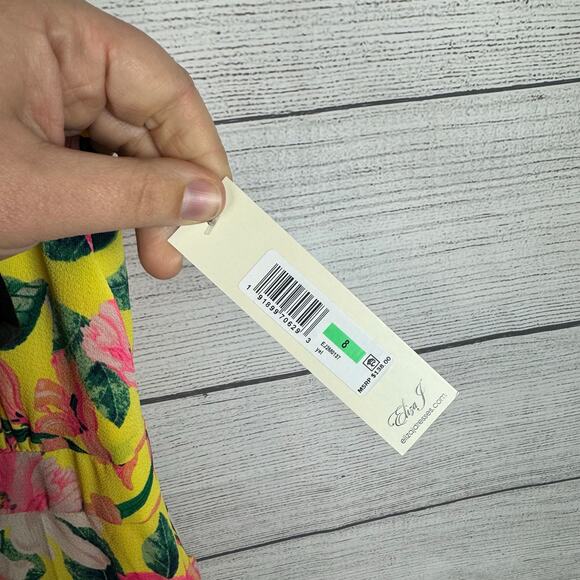 Eliza J Women's Yellow Floral Mock Neck Spring Sleeveless Mini Dress Size 8 - Picture 6 of 10